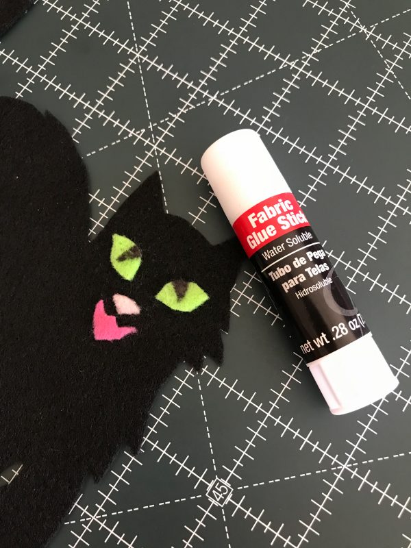 Halloween Treat Bag Tutorial-glue down the felt pieces