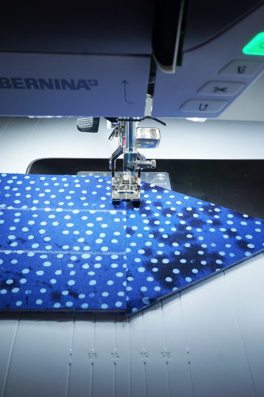 sew rectangles to the triangle