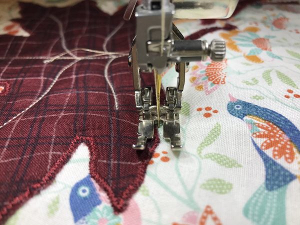 stitch around the leaves