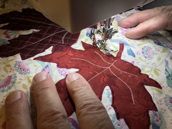stitch around the leaves