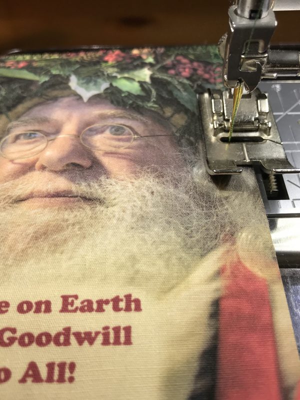Father Christmas Ornament Tutorial - secure the edge of the ornament