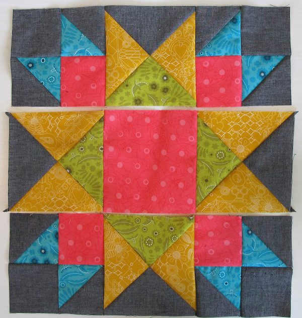 Sew the three strips together creating the Union Square Block