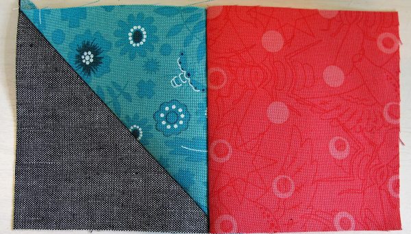 Seam together the remaining 4 HST units to a Fabric D