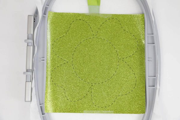 shamrock door hanger in the hoop step 4: sew stitch #2 the secure stitch