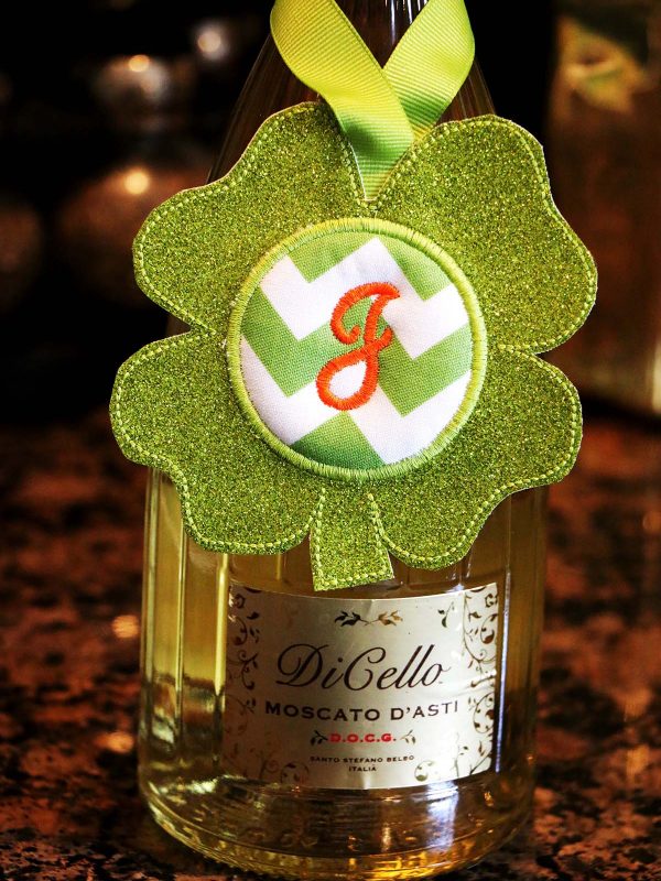 BONUS - What else can you do with the Shamrock Door Hanger In the Hoop: wine bottle tag