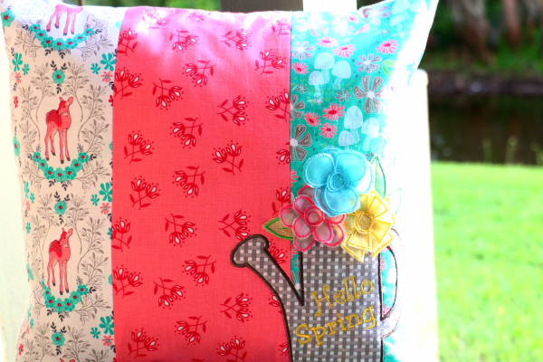 We all Sew - Hello Spring Embroidered Pillow