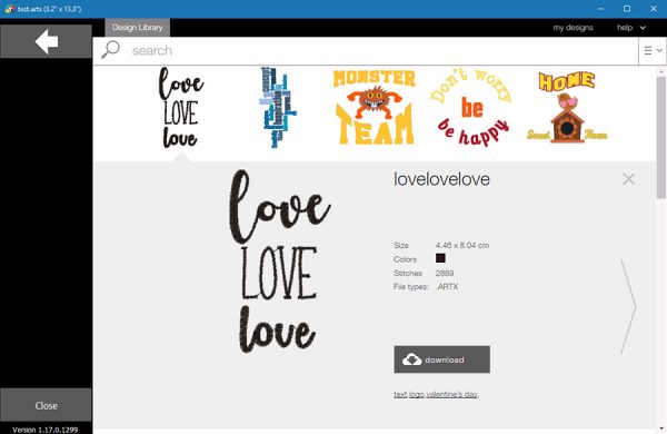 Managing Toolbox Design Library, import design screen