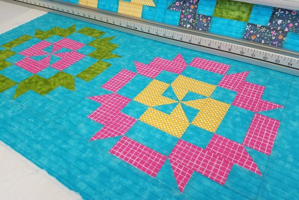 Straight Line Quilting with Q-matic, completed stitching