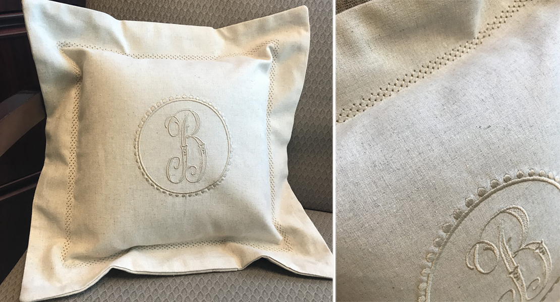 Hemstitched Embroidered Pillow