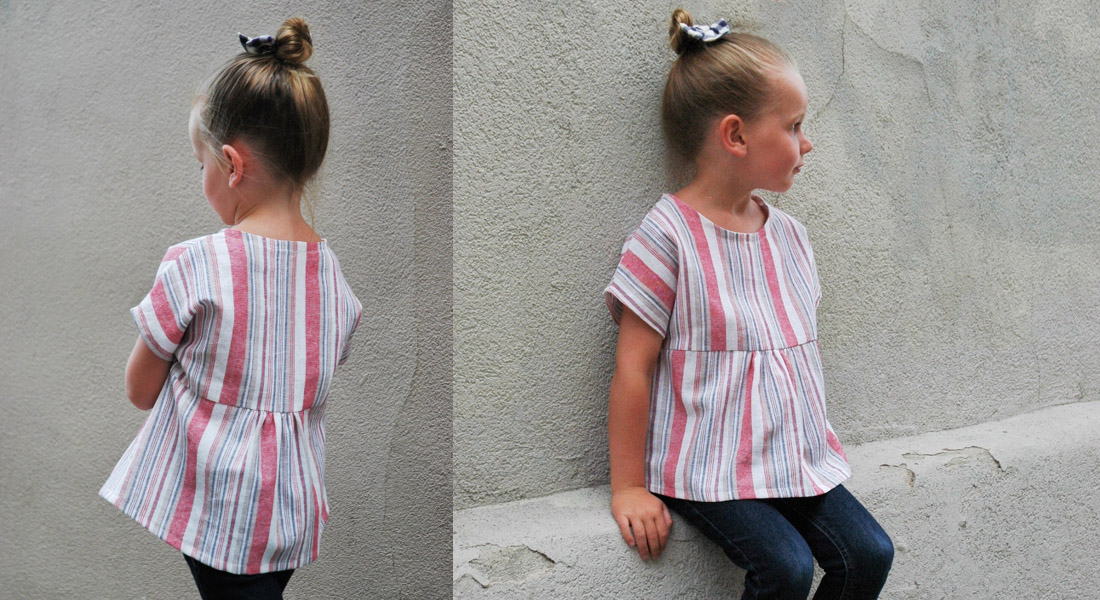 Girls gathered boxy top