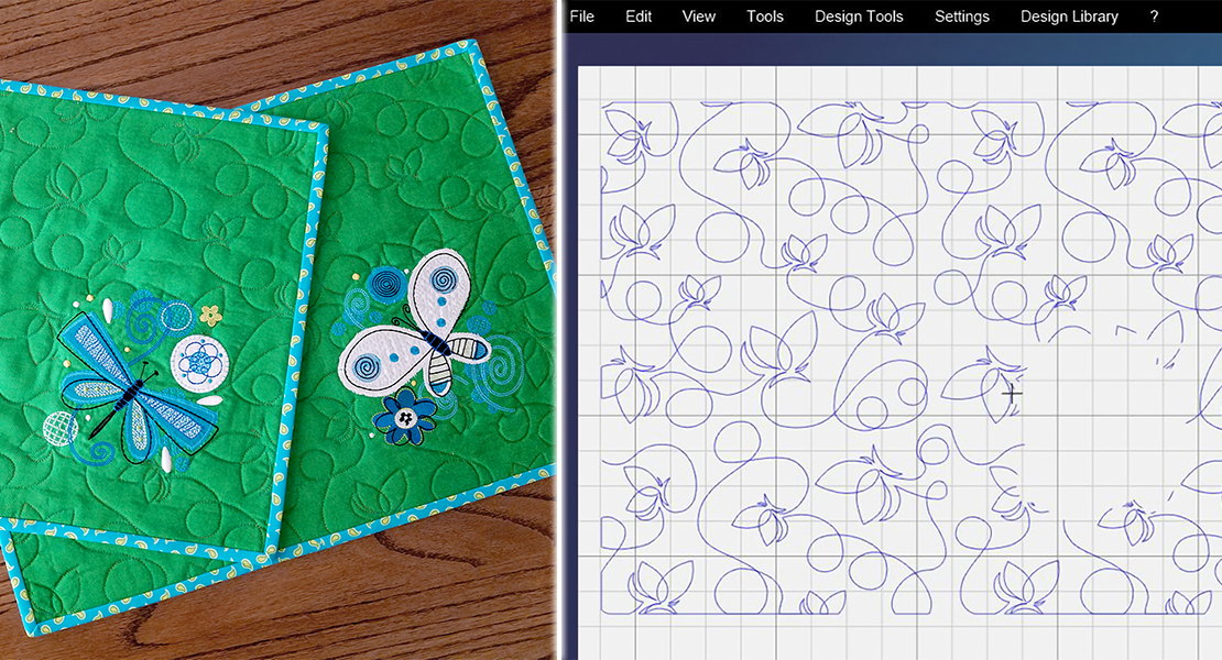Use the Mask feature in the BERNINA Q-matic Longarm Quilting Automation System to remove stitches in a selected area. This works great when quilting over embroidery motifs.