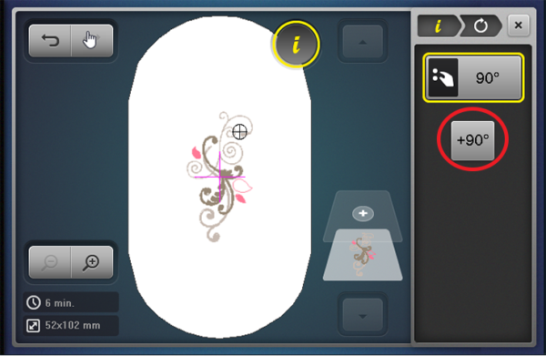 Design Positioning in Machine Embroidery - Design Open Hoop Center Rotate