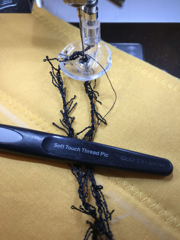 Spider Web Door Banner tutorial WeAllSew Blog - couching decorative fibers