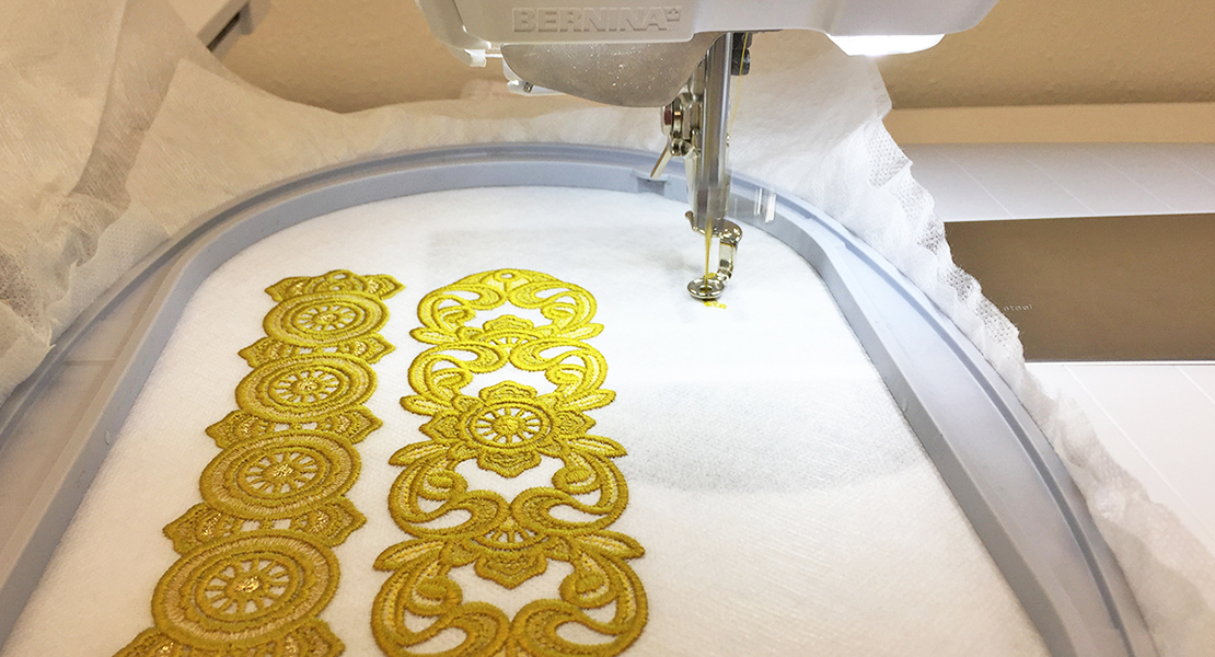 Freestanding Lace Bracelets with Machine Embroidery