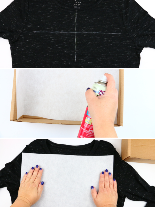 we all sew how to embroider a ladies t-shirt spray adhesive