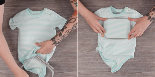 Embroidered Onesie on the Freearm_Secure_Hoop