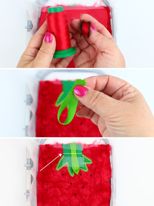 we all sew how to embroider on cuddle luxe in the hoop strawberry pin cushion