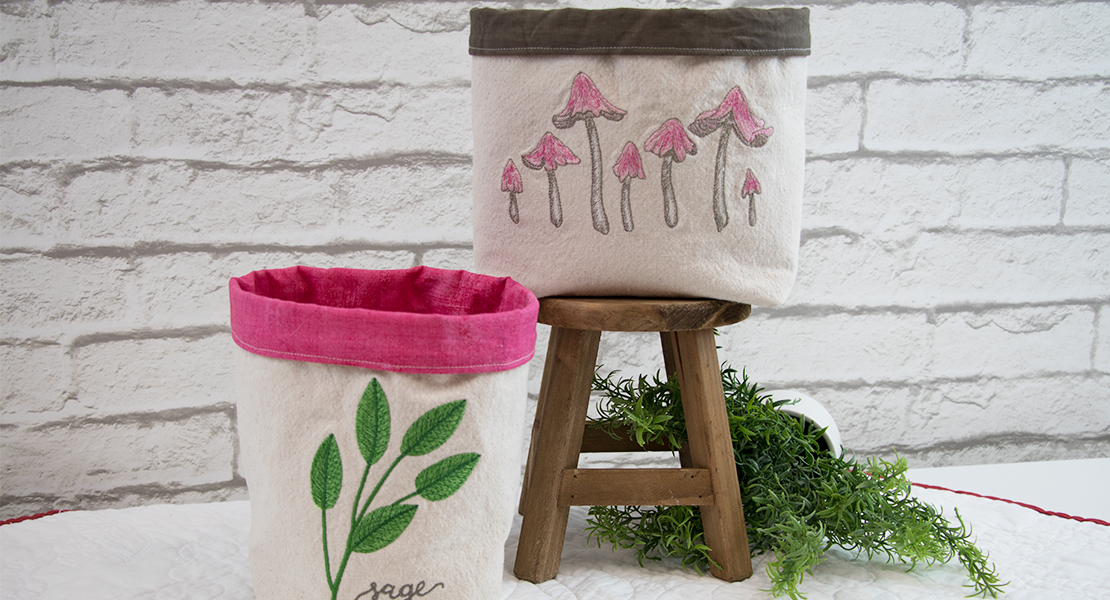 Embroidered Fabric Baskets