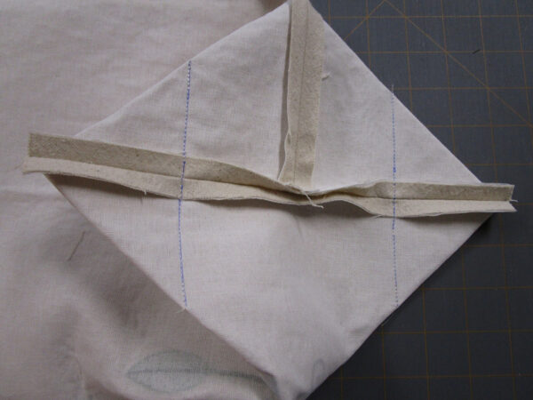 Embroidered Fabric Basket - corner stitch