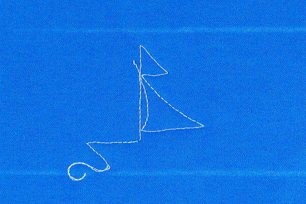Free-motion Quilting Sailboats - create a curved line