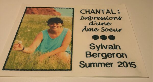 Completed label for Chantal quilt