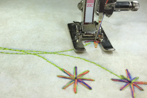 stitching zigzag flowers