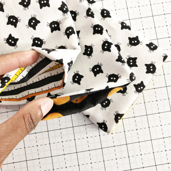 Halloween Mini Treat Bag: Pushing the lining inside the bag