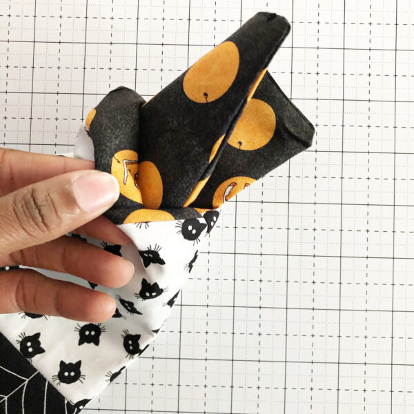 Halloween Mini Treat Bag: Pushing the lining inside the bag