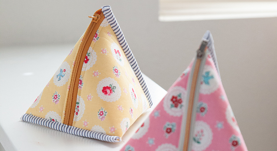 Triangle Zipper Pouch Tutorial from WeAllSew