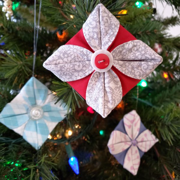 Folded Fabric Ornament Tutorial at WeAllSew