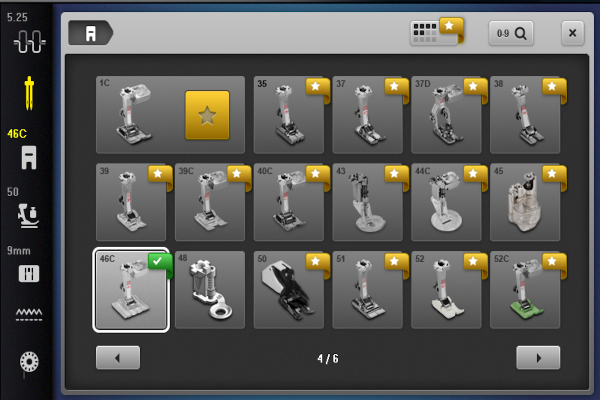 presser foot selection