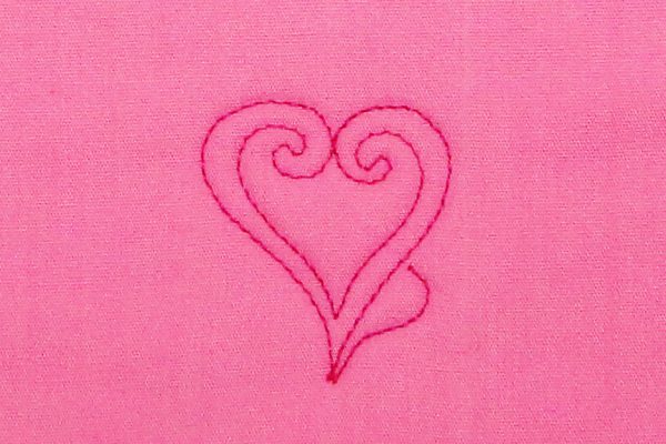 how to free-motion quilt scalloped hearts, step five