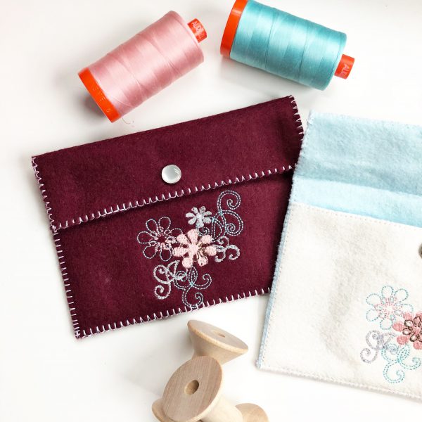 Embroidered Felt Pouch: Add a snap closure