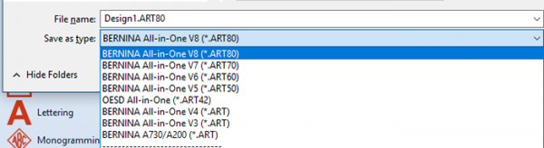 Saving embroidery designs to your computer