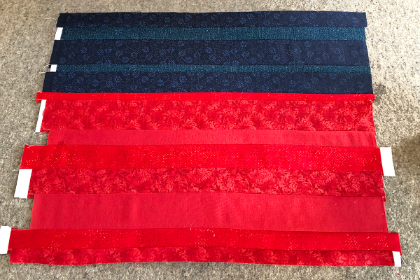 Modern_Heart_Table Runner_Strips_sewn