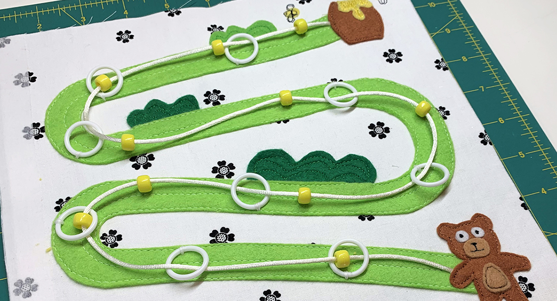 Let’s start this month with Bear and Honey Pot. We will create a pathway to help Bear follow the bees to the Honey Pot. This activity involves fine motor skills for little hands