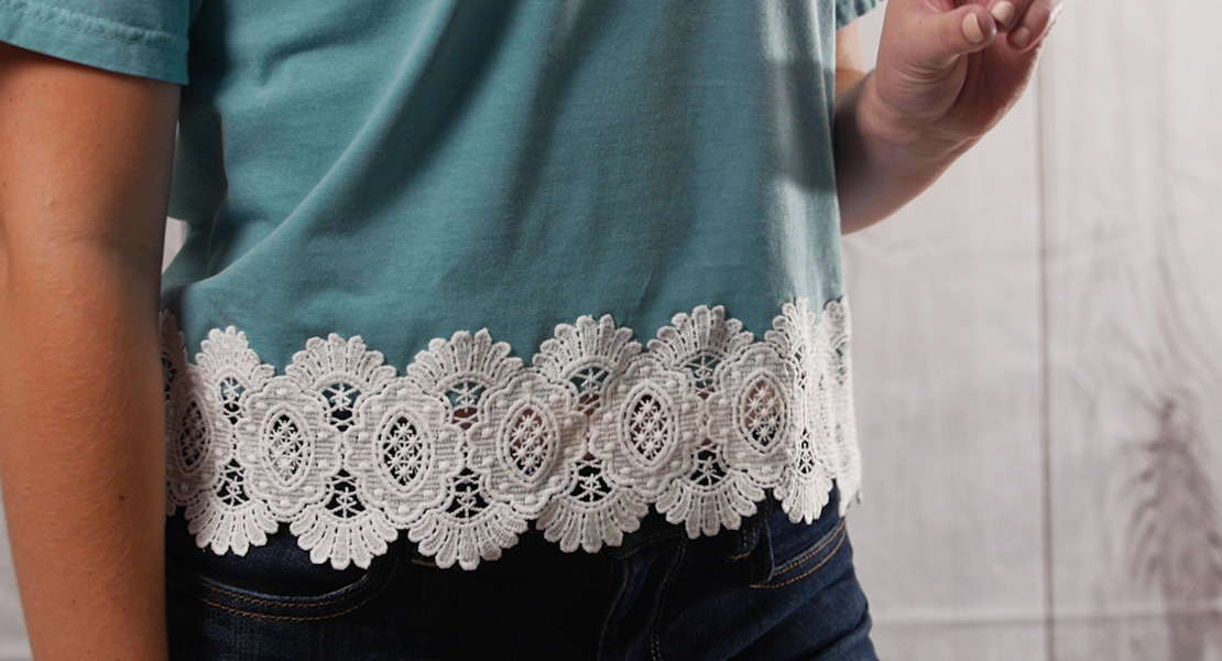 Upcycled Lace Hem T-shirt