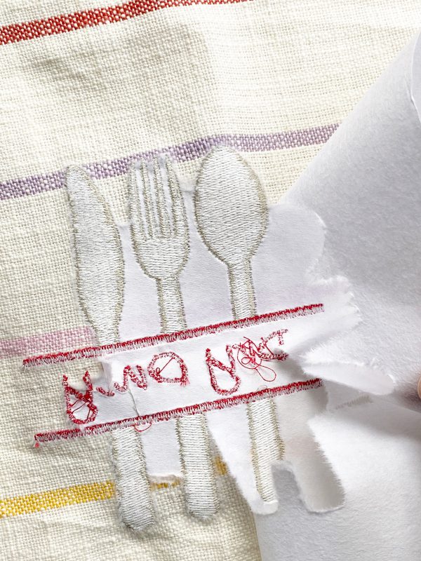 Embroidery Dish Cloth Tutorial: Unhoop and clean up the embroidery dish cloths