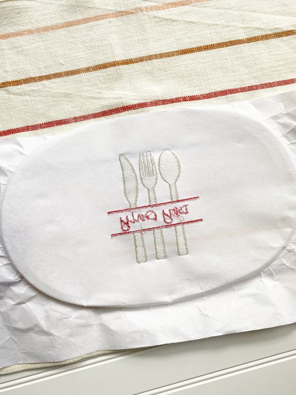 Embroidery Dish Cloth Tutorial: Unhoop and clean up the embroidered dish cloth 