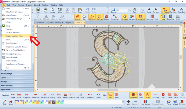 Multicolor Embroidery: Save and import the file into the machine