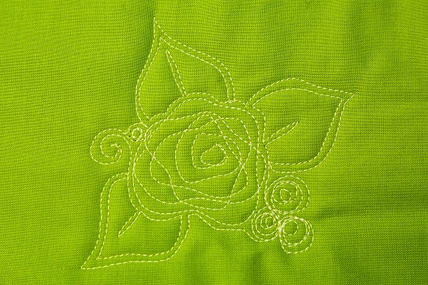 Focal motif, contrast color, heavy weight thread