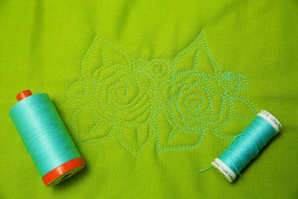 Similar color, different weight thread
