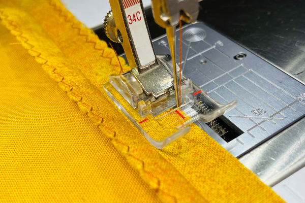 Seam finished with zigzag stitch