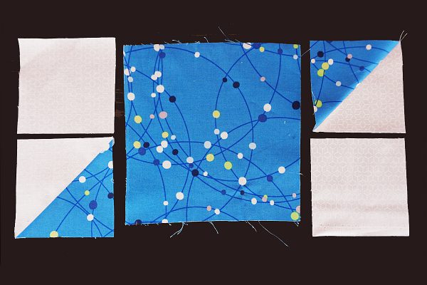 Star of David Hanukah Mug Rug sew side units to center square