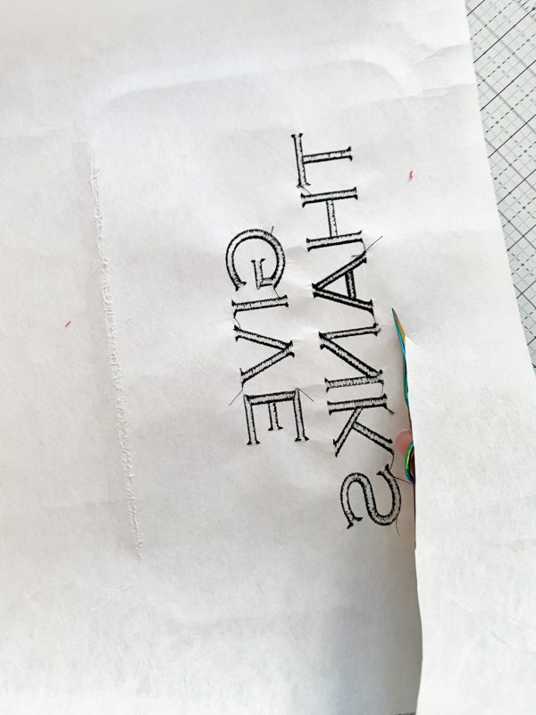How to Sew and Embroider Give Thanks Placemats: Unhoop and Cut