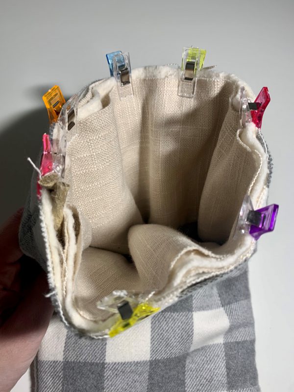 Stocking cuff pinned to the main stocking using wonder clips