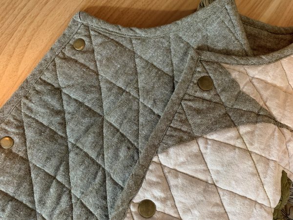 Double Capped Spring Snaps on a Reversible Quilted Jacket