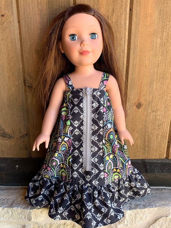 Decorative zipper to front panel of doll maxi dress