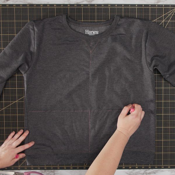 MTC_Sweatshirt_Upcycle_to_Bolero_03_Mark_Bottom_Length_BERNINA_WeAllSew_Blog_1080x1080px