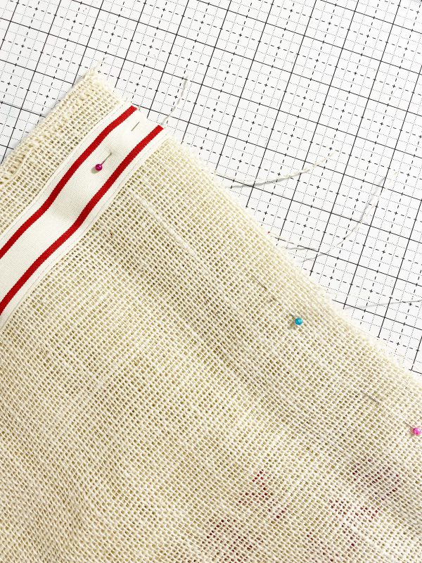 Sewing and Embroidering a Burlap Fabric Gift Bag: Sew the Cording Casing inside the Burlap Bag
